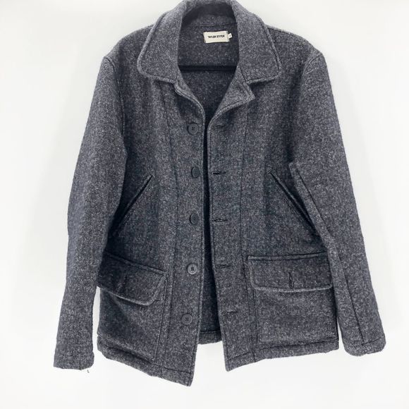 Taylor Stitch Women's Grey Button Down Pea Coat Size 10/40 - Picture 1 of 3